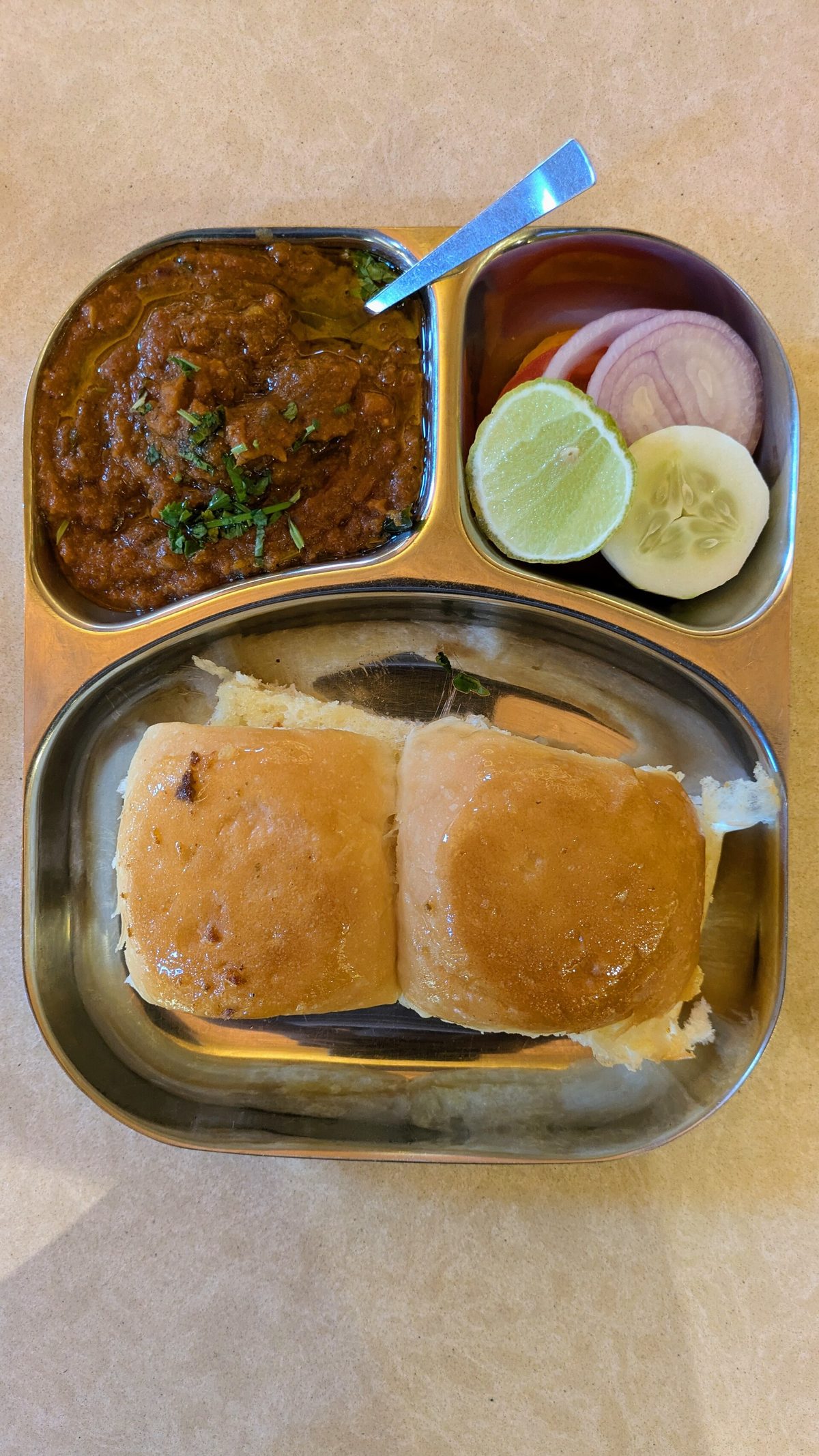 Butter-laden pav bhaji, the midnight signature of Manek Chowk